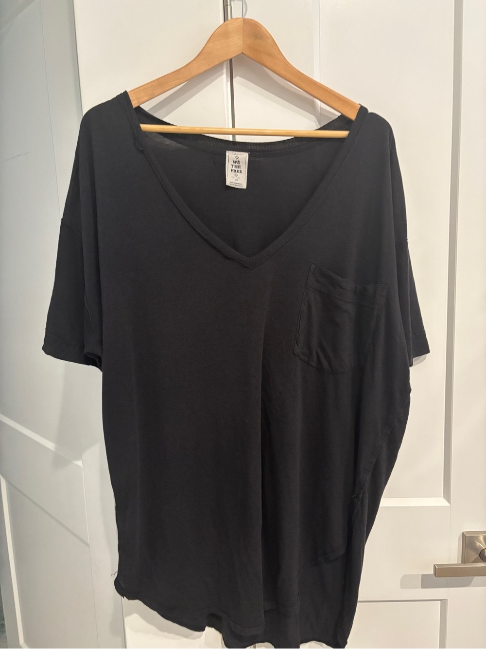 We The Free Relaxed V-Neck Pocket Tee in Black